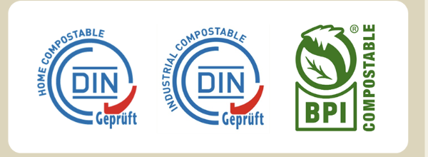 DIN Home Compostable, DIN Industrial Compostable, BPI Compostable